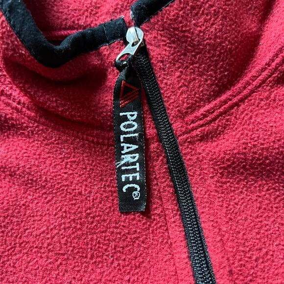 The North Face Women's Polartec Half Zip Fleece Pullover-Red/Black - Picture 11 of 14